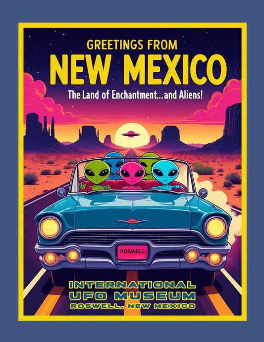CUSTOM New Mexico Greeting From New Mexico Alien INTL UFO MUSEUM Box of 10 Blank Note Cards 4x5 269305