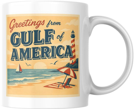 Gulf Of America Post Card Beach Scene Ceramic Coffee Mug Tea Cup Fun Novelty Gift 12 oz 269323