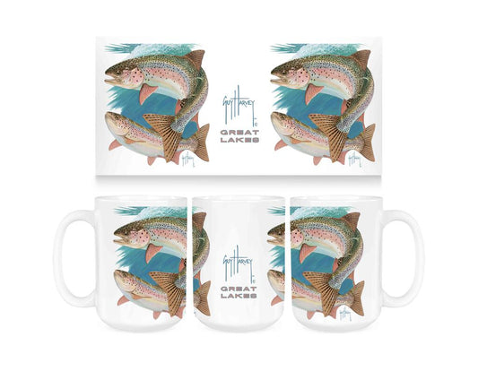 CUSTOM Guy Harvey Two Rainbow Trout GRTLK Ceramic Coffee Mug Tea Cup Fun Novelty Gift 15 oz 269372