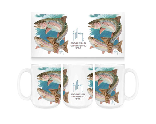 CUSTOM Guy Harvey Two Rainbow Trout CPCH Ceramic Coffee Mug Tea Cup Fun Novelty Gift 15 oz 269373