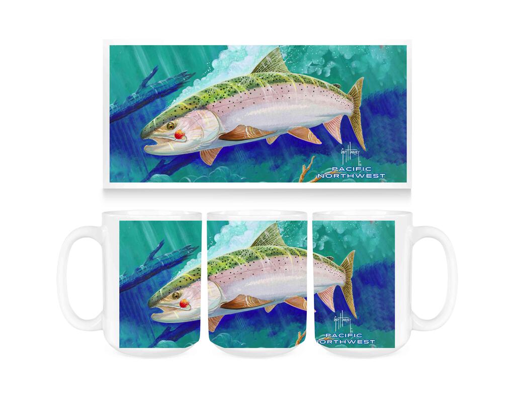 CUSTOM Guy Harvey Steelehead Trout PNW Ceramic Coffee Mug Tea Cup Fun Novelty Gift 15 oz 269375