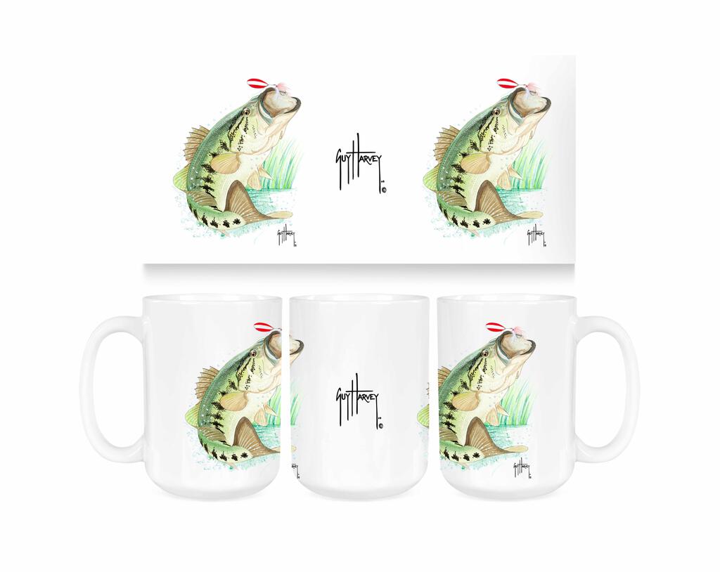 Guy Harvey Largemouth Bass Ceramic Coffee Mug Tea Cup Fun Novelty Gift 15 oz 269385