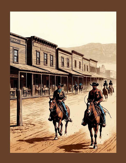 Old West Town Retro Travel Box of 10 Blank Note Cards 4x5 269449