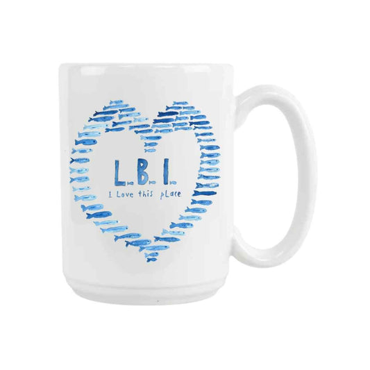 CUSTOM How To Live I Love This Place Blue Sardines Ceramic Coffee Mug 15 oz 269454