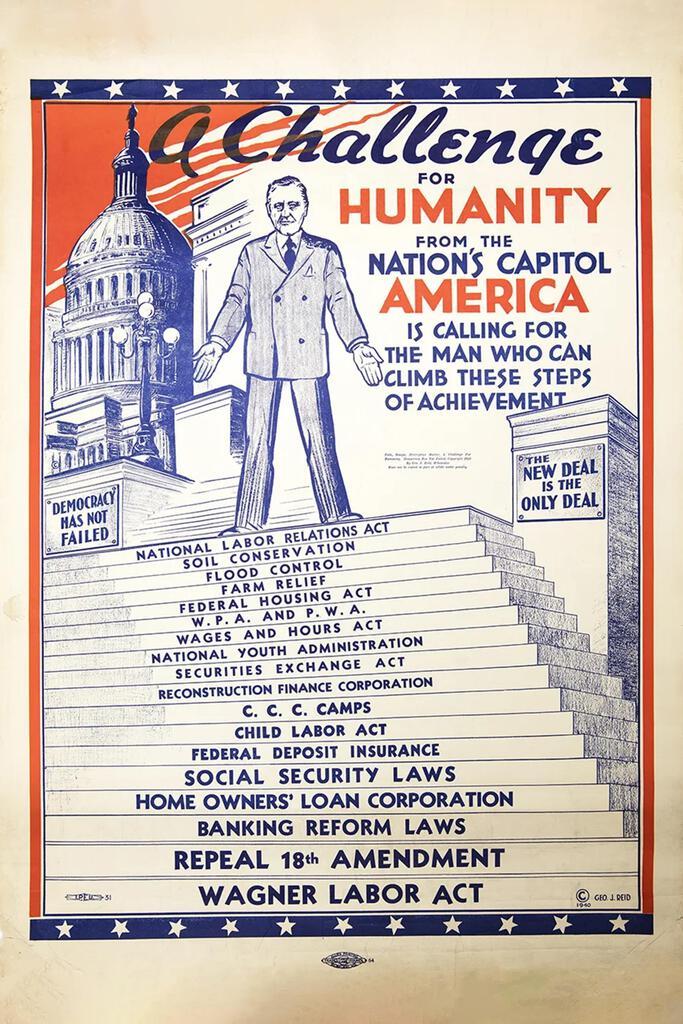 New Deal Only Deal Franklin Roosevelt FDR Depression Era Cool Wall Art Print Poster 16x24 269487