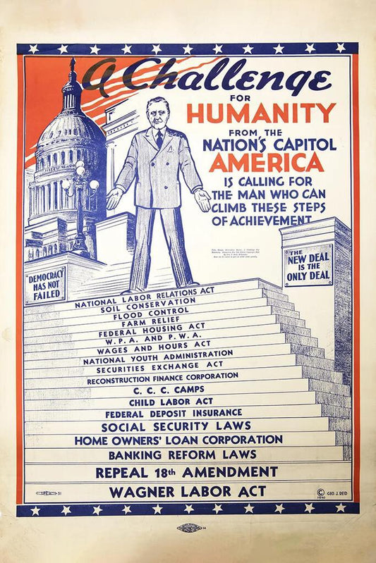 New Deal Only Deal Franklin Roosevelt FDR Depression Era Cool Wall Art Print Poster 16x24 269487