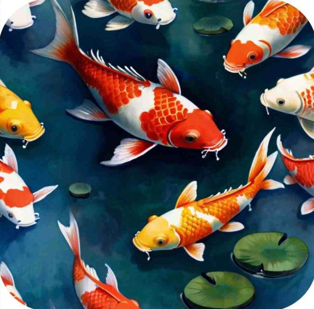 Koi Serenity Zen Tranquil Japanese Koi Fish V2 Premium Drink Coaster Resin With Cork Backing  269502