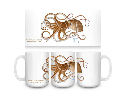 CUSTOM Guy Harvey Octo Octopus Ocean Shores WA Ceramic Coffee Mug Fun Novelty Gift 15 oz 269526