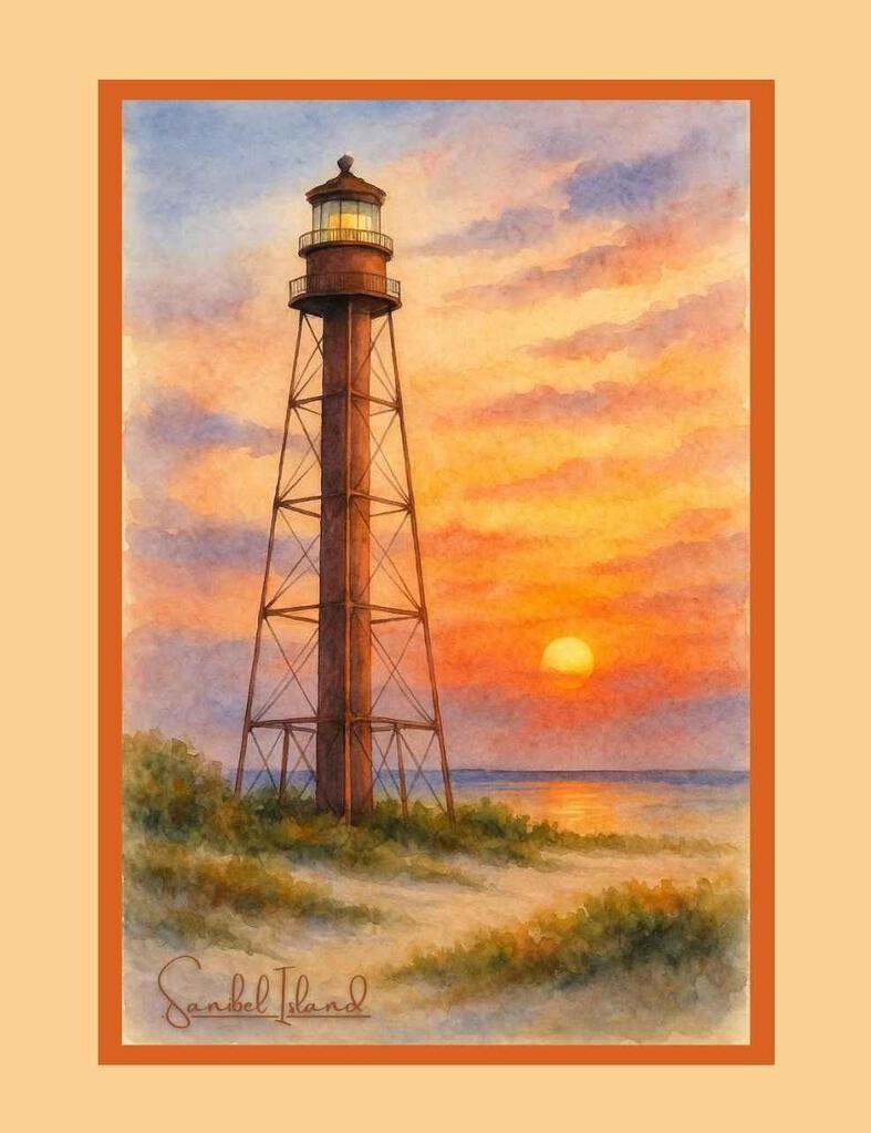 CUSTOM WILFORD AND LEE Sanibel Light V3 Box of 10 Blank Note Cards 4x5 269594