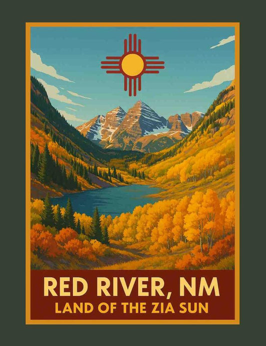 New Mexico Red River Valley Zia Sun V1 Retro Travel Box of 10 Blank Note Cards 4x5  269610