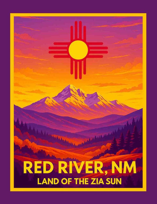 New Mexico Red River Valley Zia Sun V2 Retro Travel Box of 10 Blank Note Cards 4x5  269611