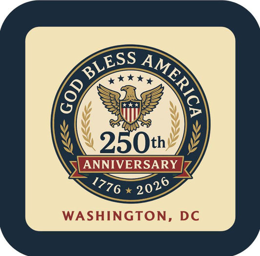God Bless America 250th Anniversary Washington DC Premium Drink Coaster Resin With Cork Backing 269631