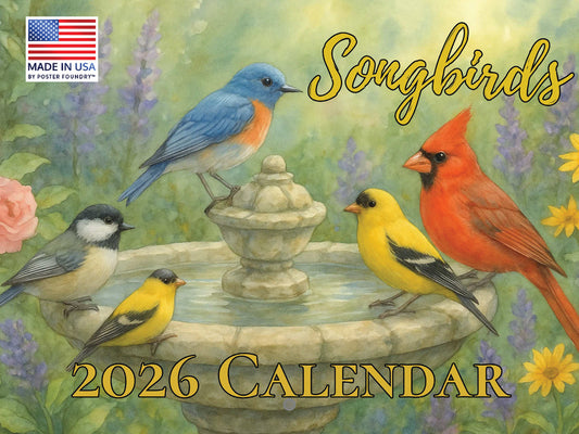 Songbirds Calendar 2026 Monthly Wall Calender 12 Month | American Made In The USA 269633