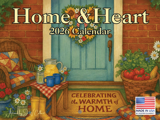 Home And Heart Calendar 2026 Folk Art Monthly Wall Calender 12 Month | American Made In The USA 269635