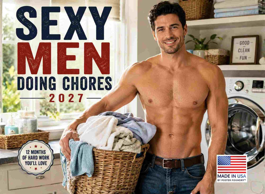 Sexy Men Doing Chores Calendar 2027 Monthly Wall Calender 12 Month | American Made In The USA 270068