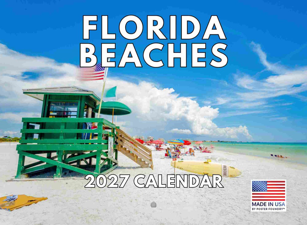 Florida Calendar 2027 Beach Coast Monthly Wall Calender 12 Month | American Made In The USA 270086