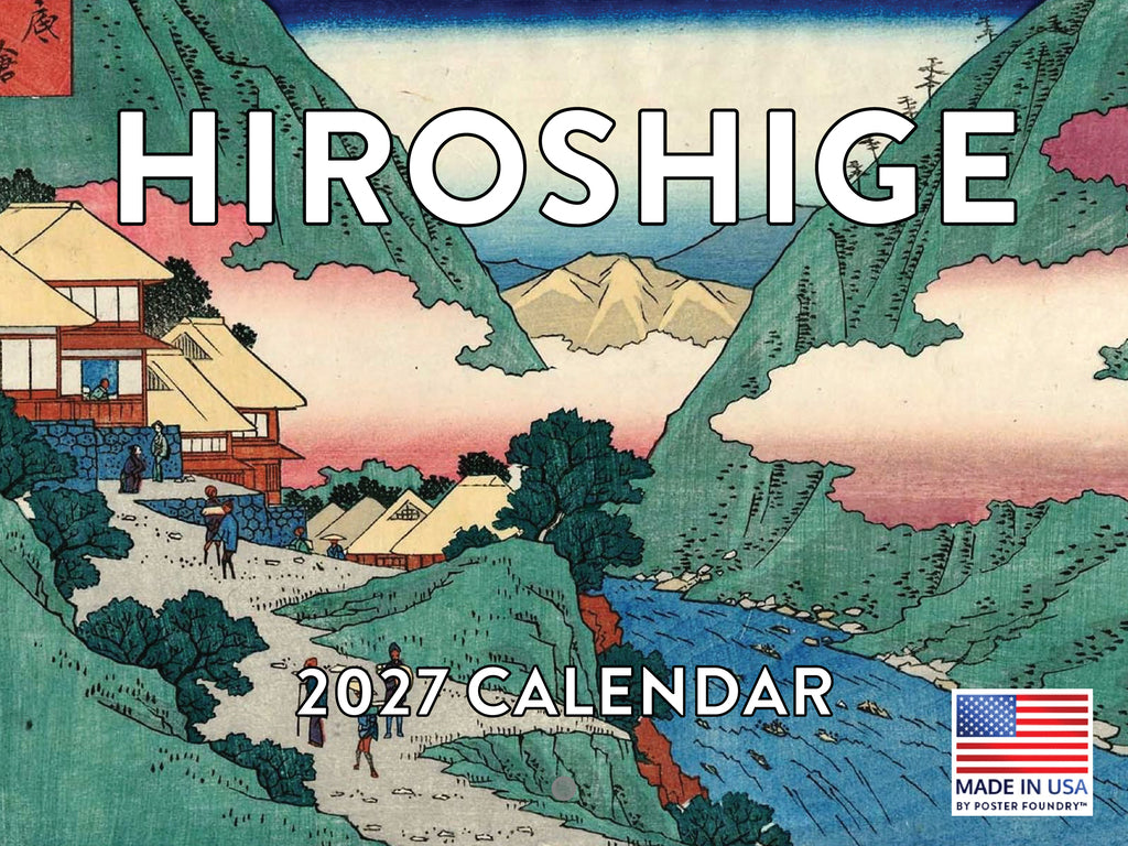 Hiroshige Calendar 2027 Japanese Art Woodblock Print Wood Block Monthly Wall Calender 12 Month | American Made In The USA 270109
