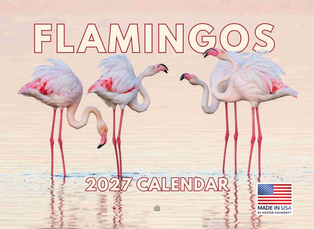 Flamingo Calendar 2027 Monthly Wall Calender 12 Month | American Made In The USA 270226