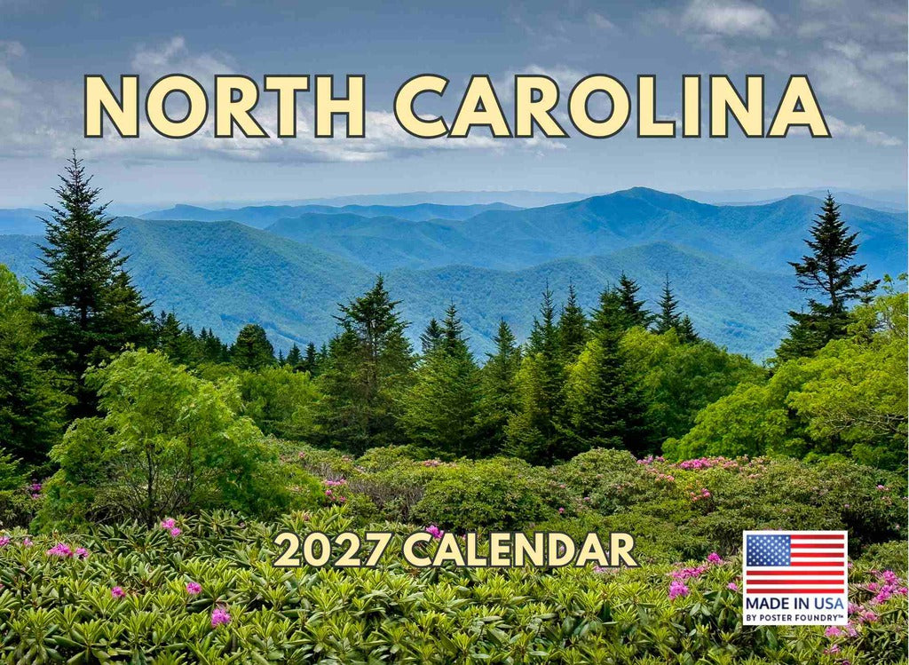 North Carolina Calendar 2027 Monthly Wall Calender 12 Month | American Made In The USA 270274