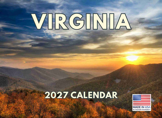 Virginia Calendar 2027 Monthly Wall Calender 12 Month | American Made In The USA 270343