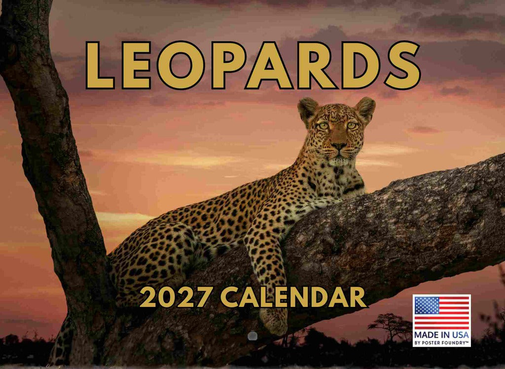Leopard Calendar 2027 Monthly Wall Calender 12 Month | American Made In The USA 270697