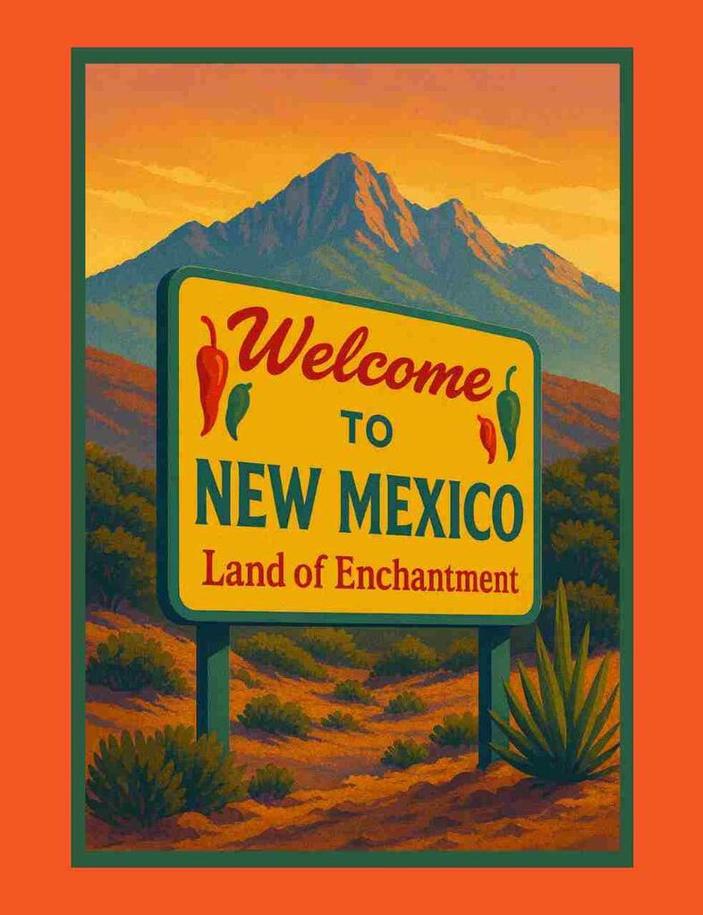 New Mexico Welcome Sign Mountains Box of 10 Blank Note Cards 4x5  271932