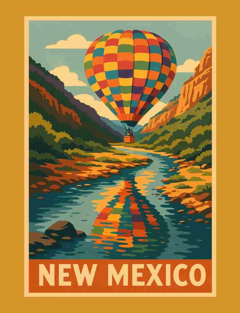 New Mexico Hot Air Balloon Reflecting In River Box of 10 Blank Note Cards 4x5  271940