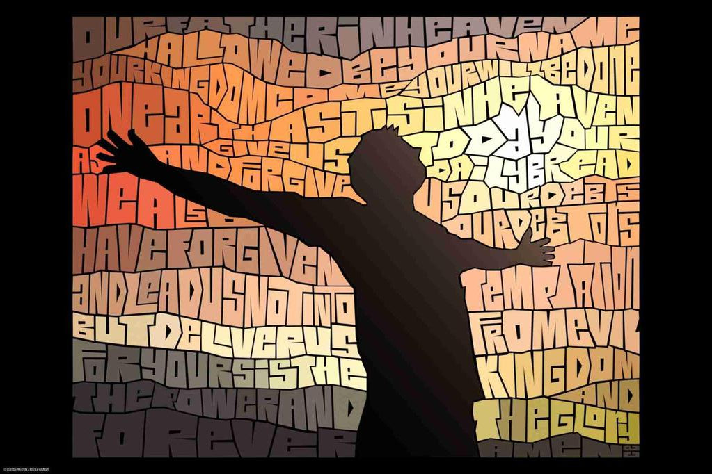 Curtis Epperson Lords Prayer Word Mosaic Art Hand Drawn Cool Wall Art Print Poster 12x18 272502