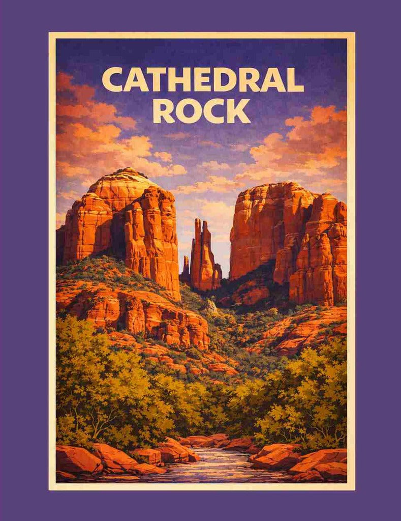 Arizona Cathedral Rock Retro Travel Box of 10 Blank Note Cards 4x5 274347