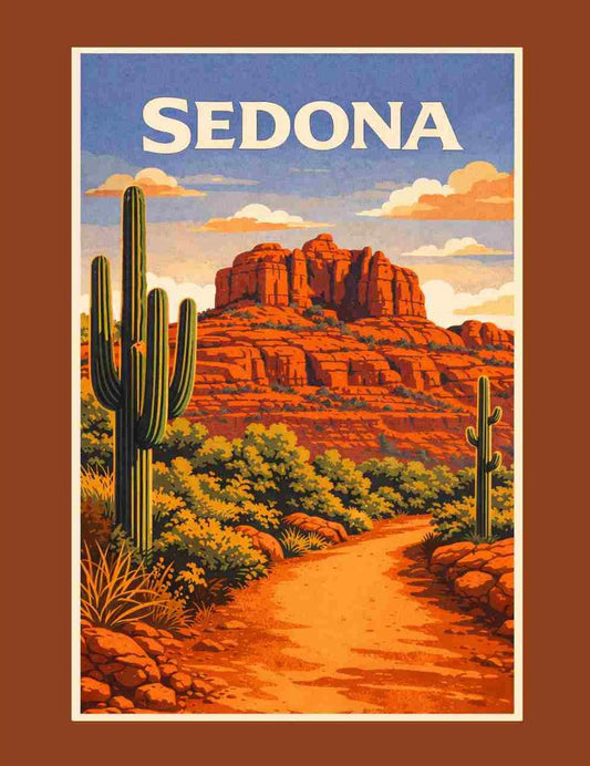 Arizona Sedona Red Rock Country Retro Travel Box of 10 Blank Note Cards 4x5  274366