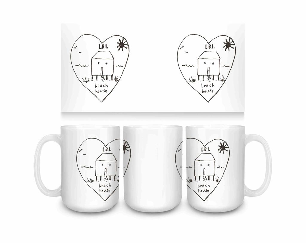 CUSTOM LBI Beach House Black And White Ceramic Coffee Mug 15 oz 274630
