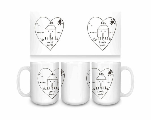 CUSTOM LBI Beach House Black And White Ceramic Coffee Mug 15 oz 274630