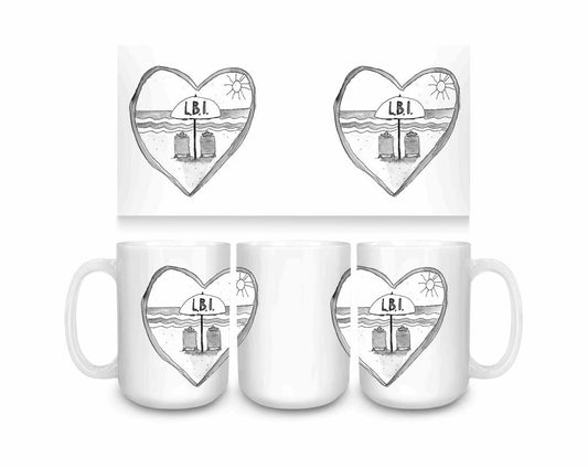 CUSTOM LBI Umbrella Black And White Ceramic Coffee Mug 15 oz 274631
