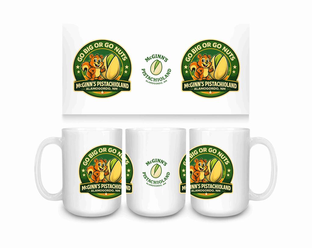 CUSTOM McGinns Pistachioland Go Big Go Nuts Ceramic Coffee Mug Tea Cup Fun Novelty Gift 15 oz 274634