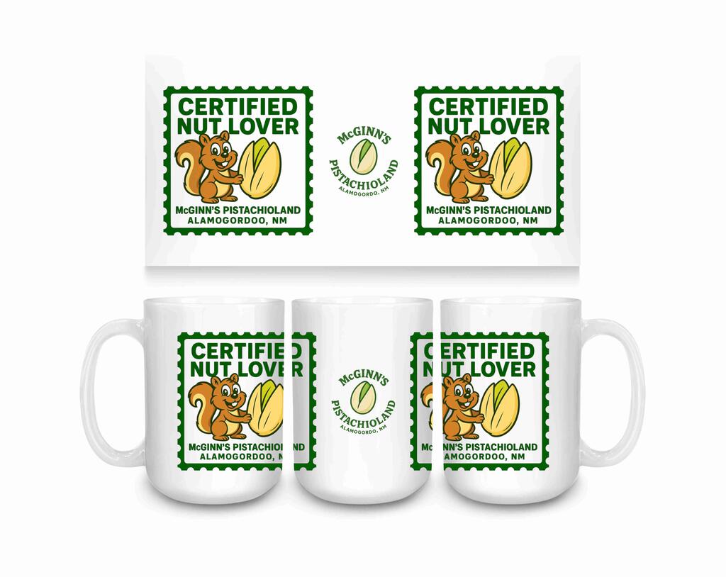 CUSTOM McGinns Pistachioland Certified Nut Lover Ceramic Coffee Tea Mug Fun Novelty Gift 15 oz 274635