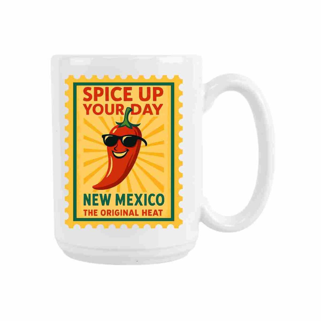CUSTOM New Mexico Spice Up Your Day Heat Pepper Retro Travel Ceramic Coffee Mug 15 oz 274636