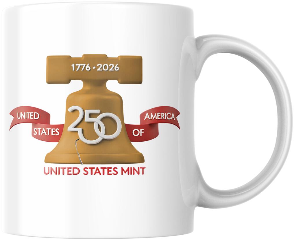 CUSTOM ARAMARK US Mint Liberty Bell 250 Red Ceramic Coffee Mug 12 oz 274647