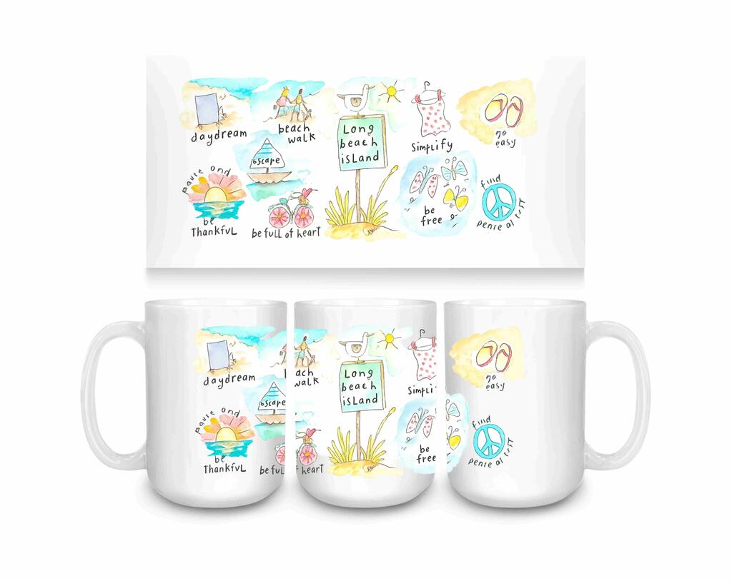 CUSTOM How To Live Symbols Beach Walk Daydream Be Free Ceramic Coffee Mug 15 oz  274701