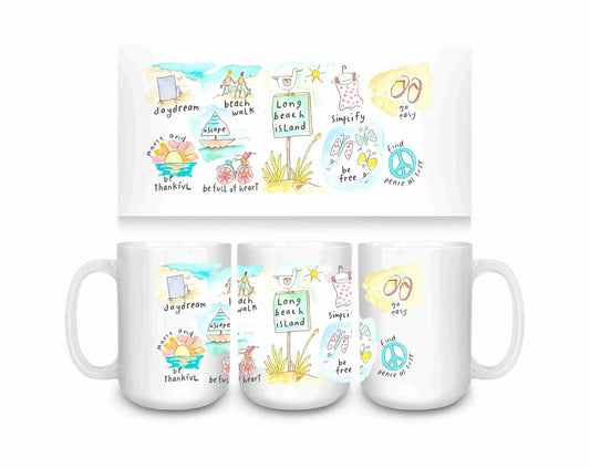 CUSTOM How To Live Symbols Beach Walk Daydream Be Free Ceramic Coffee Mug 15 oz  274701