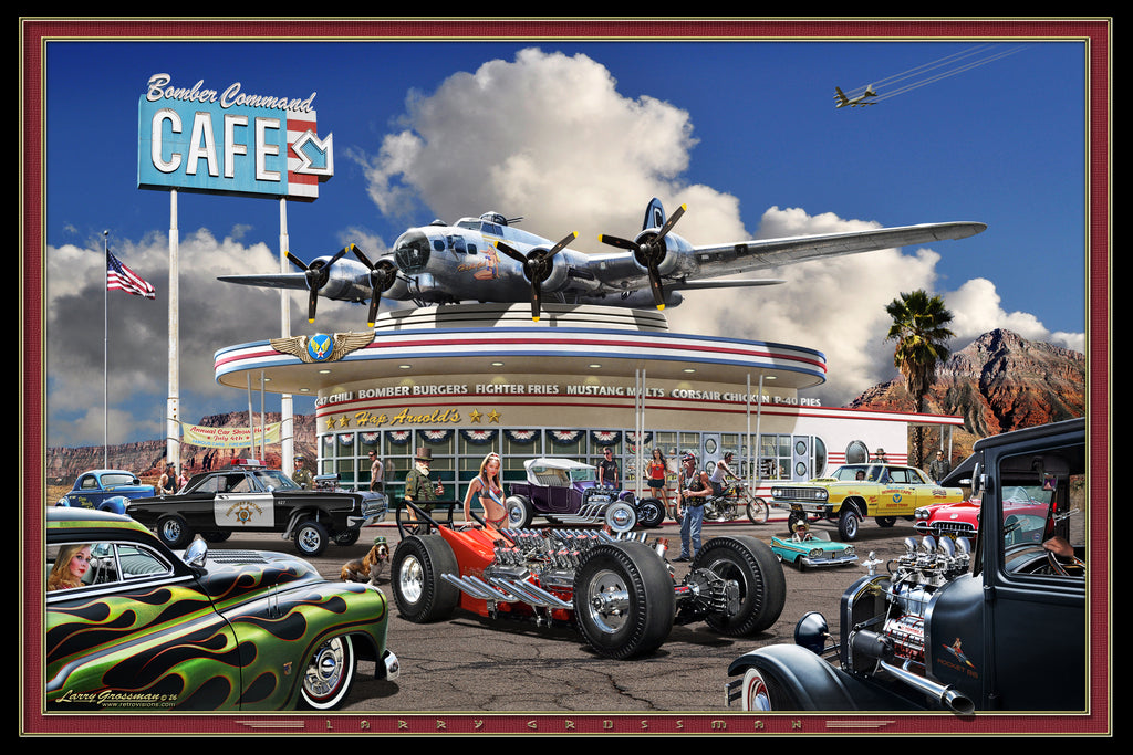 Bomber Command Cafe by Larry Grossman Print Poster 12x18 274721
