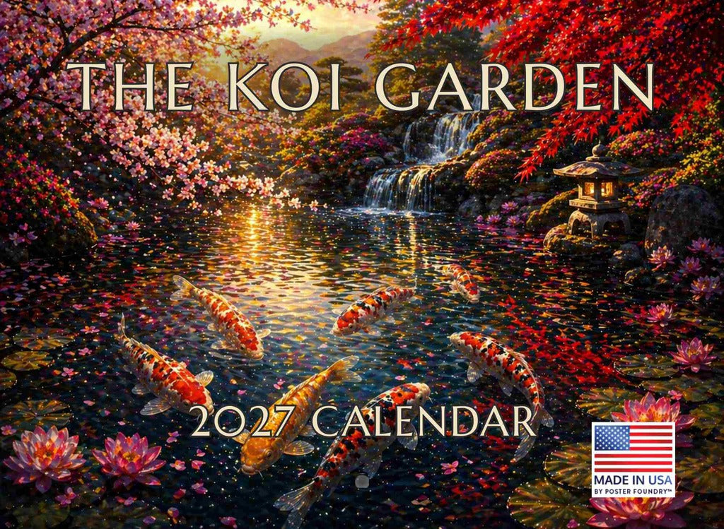 The Koi Garden Calendar 2027 Monthly Wall Calender 12 Month | American Made In The USA 275074