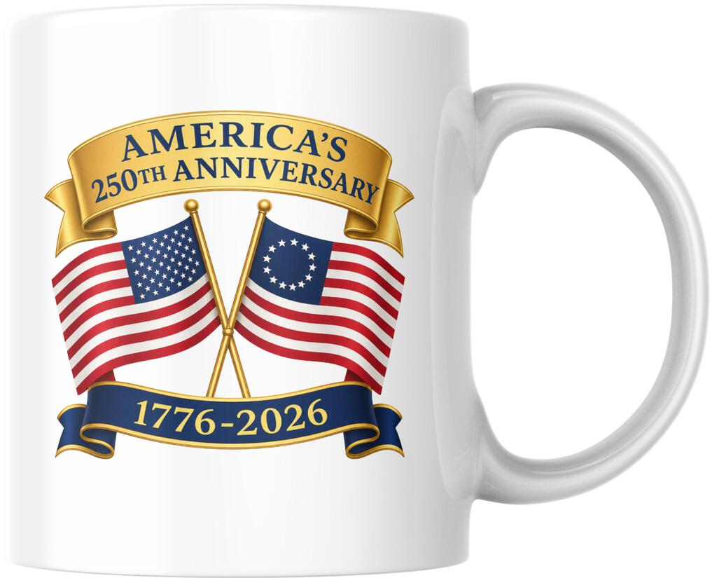 Americas 250th Anniversary 1776 2026 Patriotic Coffee Mug Tea Cup 12oz 275279