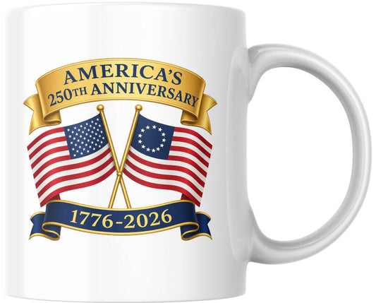 Americas 250th Anniversary 1776 2026 Patriotic Coffee Mug Tea Cup 12oz 275279
