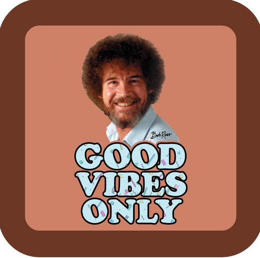 Bob Ross Good Vibes Only Premium Drink Coaster Resin With Cork Backing 275282