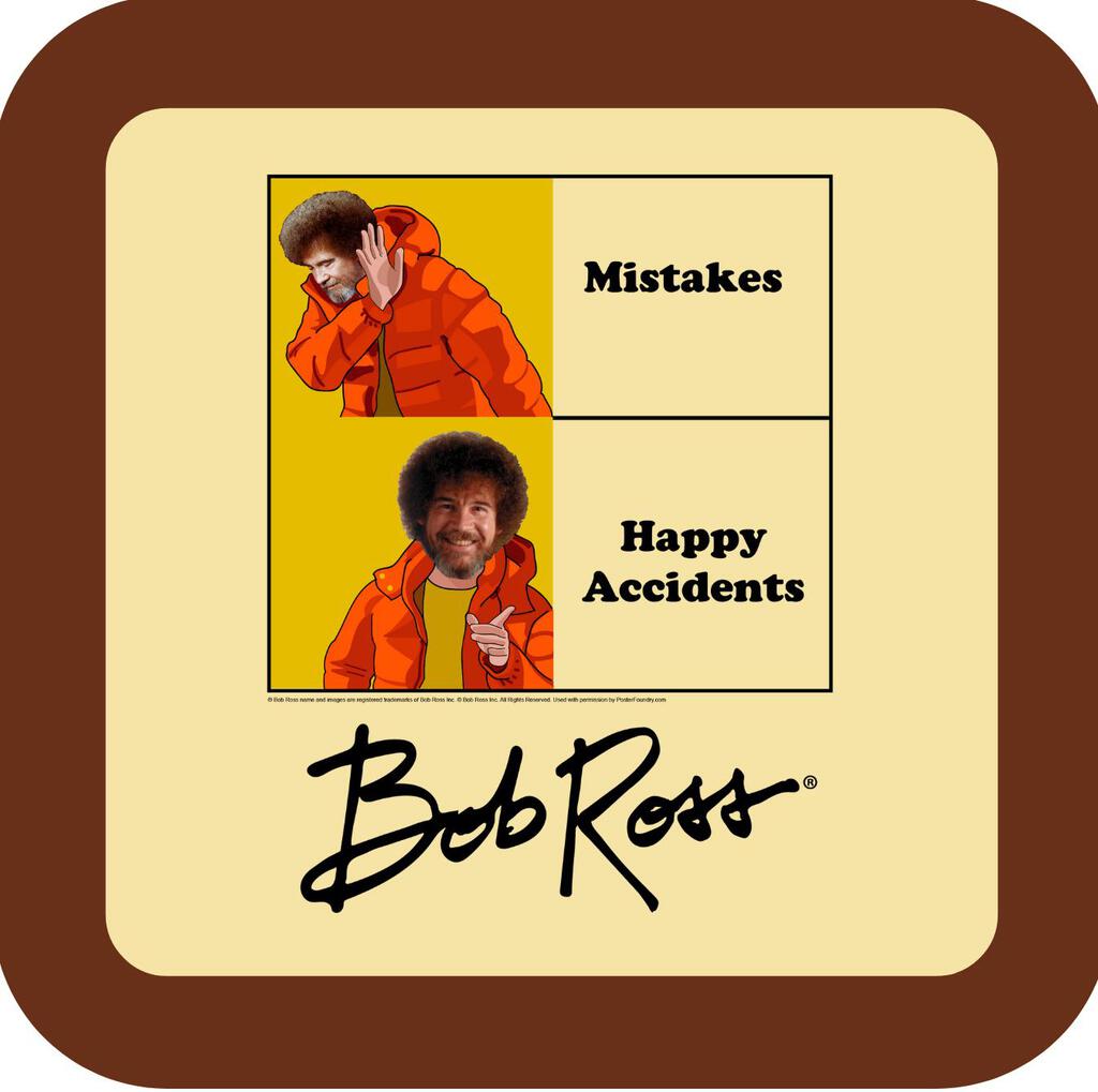 Bob Ross Happy Accidents Premium Drink Coaster Resin With Cork Backing 275283