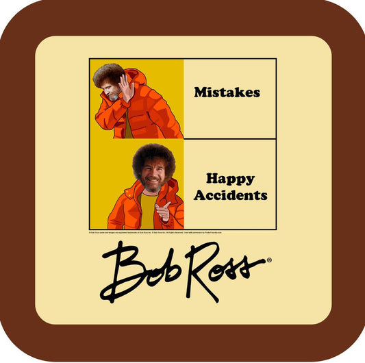 Bob Ross Happy Accidents Premium Drink Coaster Resin With Cork Backing 275283