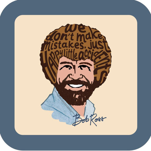 Bob Ross Dont Make Mistakes Premium Drink Coaster Resin With Cork Backing 275287