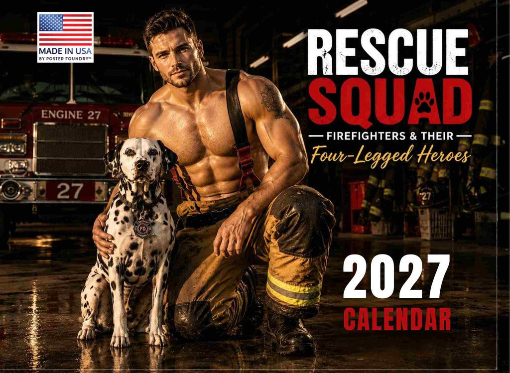 Sexy Firefighter Dog Fire Rescue Dogs Calendar 2027 Monthly Wall | American Made In The USA 275289