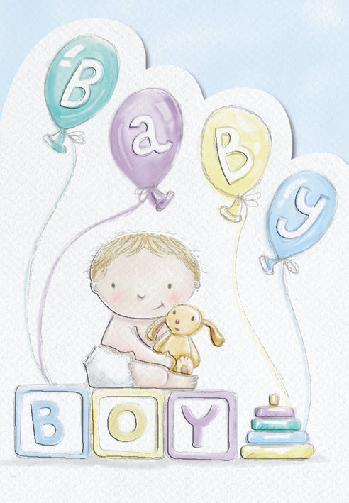 BABY BOY ON BLOCKS & BALLOONS
Retail: $2.99 
Inside: New dreams to dream... 5142