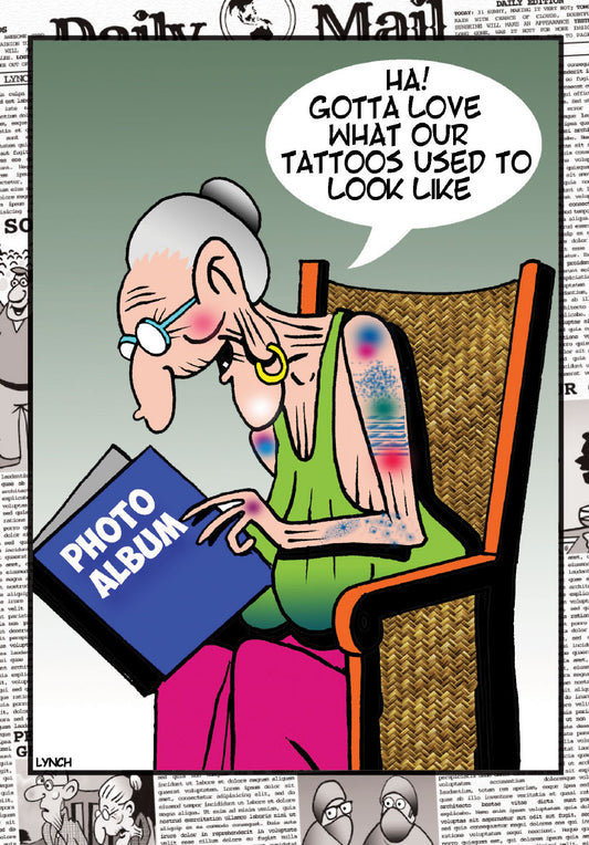 Tattoo Humor Birthday by Mark Lynch- Retail $2.99 . Inside: Blank 7994